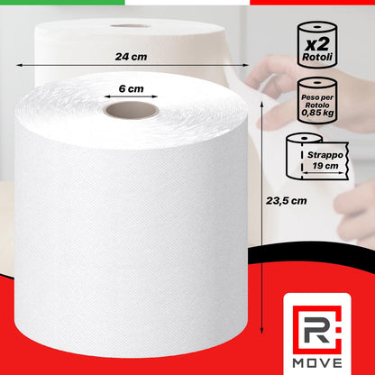 R Move 4 Rollen Haushaltspapier, Industrielle Jumbo-Rolle Profi-Handtücher mit 800 Abrissen, Hygienepapier aus reiner Zellulose, langlebig, extra stark, saugfähig für die Küche, insgesamt 3200 Abrisse