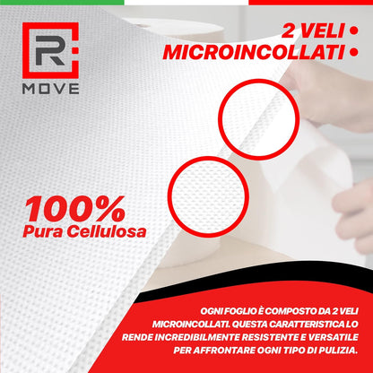 R Move 4 Rollen Haushaltspapier, Industrielle Jumbo-Rolle Profi-Handtücher mit 800 Abrissen, Hygienepapier aus reiner Zellulose, langlebig, extra stark, saugfähig für die Küche, insgesamt 3200 Abrisse