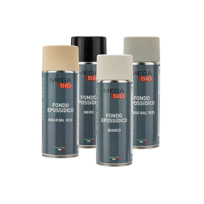 MEGASID Bomboletta Spray Primer Fondo Epossidico Bianco, Nero e Grigio 400ml