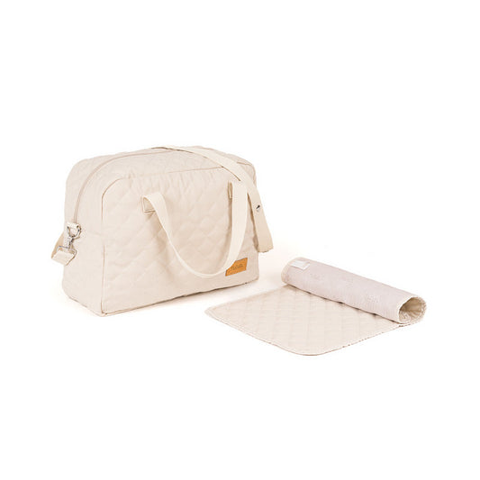 Borsa mamma in tessuto beige