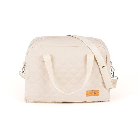 Borsa mamma in tessuto beige
