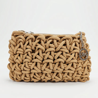 Baci & Abbracci Borsa a Tracolla Intrecciata in Corda di Cotone con Nappina