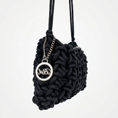 Baci & Abbracci Borsa a Tracolla Intrecciata in Corda di Cotone con Nappina