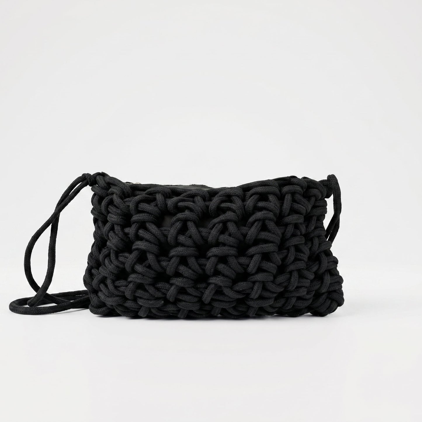 Baci & Abbracci Borsa a Tracolla Intrecciata in Corda di Cotone con Nappina