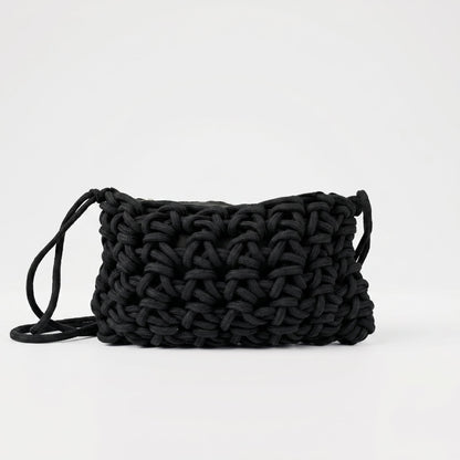 Baci & Abbracci Borsa a Tracolla Intrecciata in Corda di Cotone con Nappina