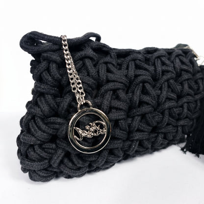 Baci & Abbracci Borsa a Tracolla Intrecciata in Corda di Cotone con Nappina