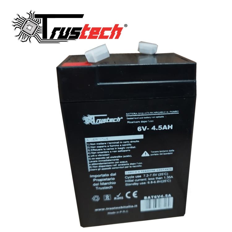 Trustech Bleigel-Akku 6V 4Ah 4,5Ah Wiederaufladbar Säure Auto Pegperego