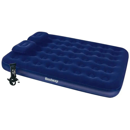 Bestway Beflockte Luftmatratze mit Kissen und Pumpe 203x152x22cm