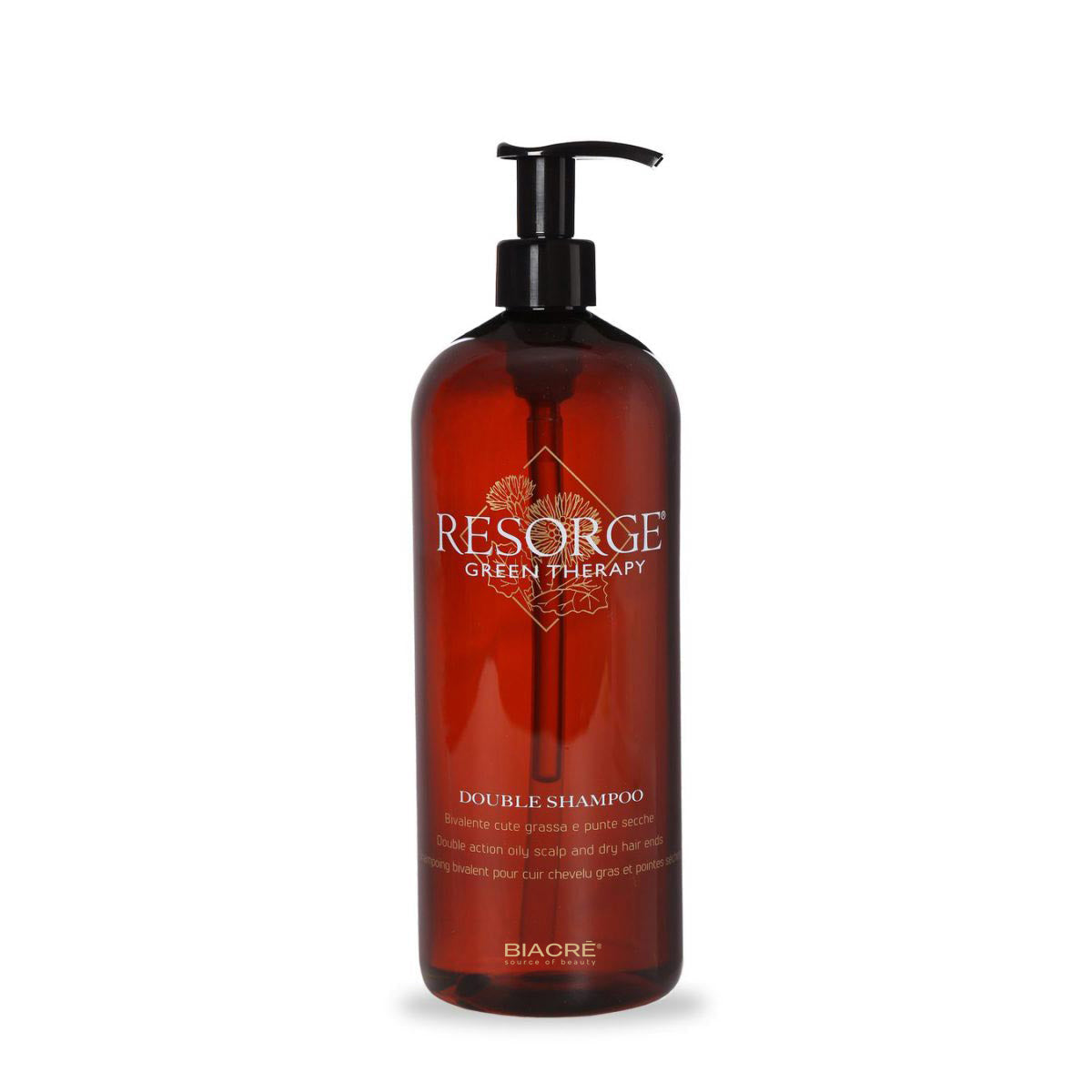 Biacré Resorge Green Therapy Double Shampoo Per Capelli Bivalente Cute Grassa E Punte Secche 1000 ml