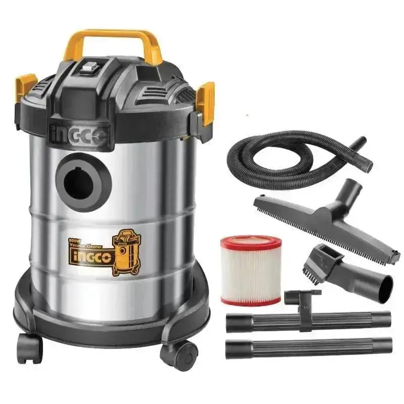 INGCO Nass-/Trockensauger 12l-800w Edelstahl mit Zubehör