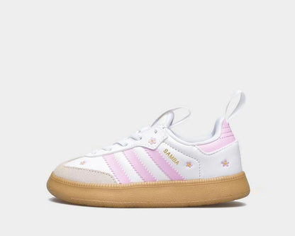 Adidas Original scarpa sneakers da ragazza Samba Quickon KK0457 Bianco-Rosa