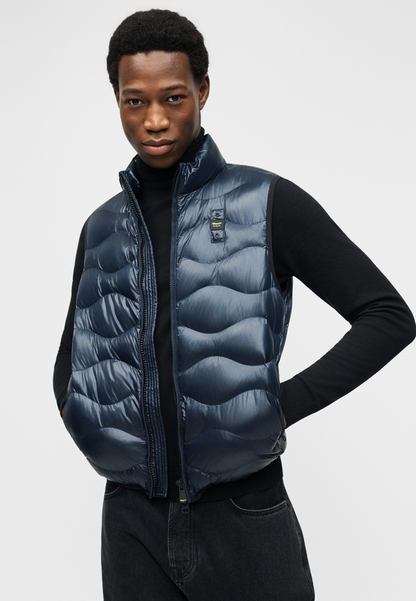 Blauer Gilet Piumino Uomo Blu Quadri Sorona Danny 26SBLUX02184