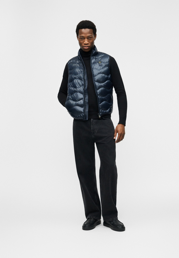 Blauer Gilet Piumino Uomo Blu Quadri Sorona Danny 26SBLUX02184