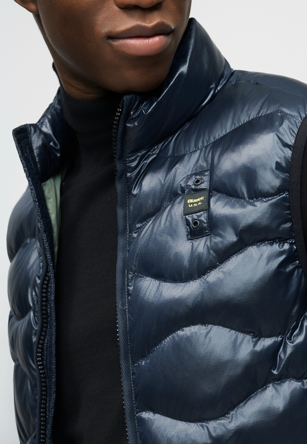 Blauer Gilet Piumino Uomo Blu Quadri Sorona Danny 26SBLUX02184