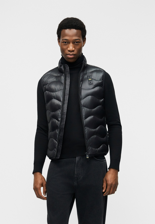 Blauer Gilet Smanicato Uomo Nero Quadri Sorona Danny - 26SBLUX02184-005958 999ET