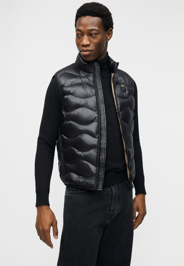 Blauer Gilet Smanicato Uomo Nero Quadri Sorona Danny - 26SBLUX02184-005958 999ET