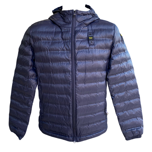 Blauer giubbino da uomo con cappuccio termosaldato 25SBLUC02227-007104 888 blu