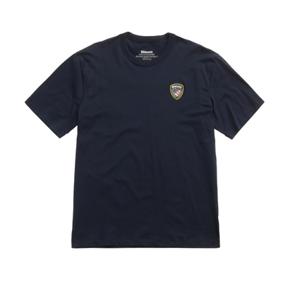 Blauer maglietta manica corta da uomo con logo gommato Faxon 25SBLUH02194-004547 888 blu
