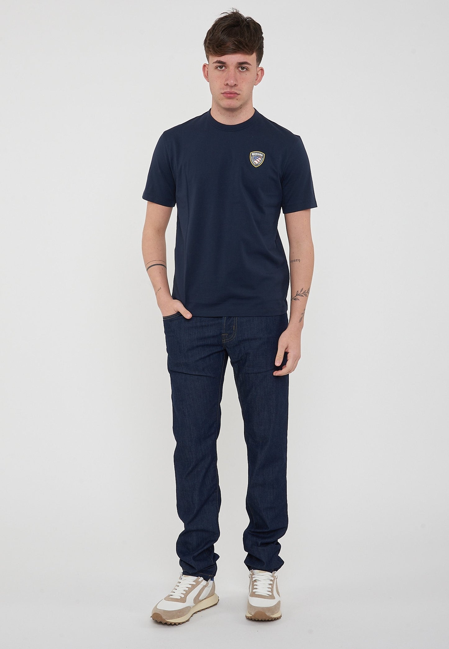 Blauer T-shirt Uomo Cotone Logo 26SBLUH02284-007480 Blu 888