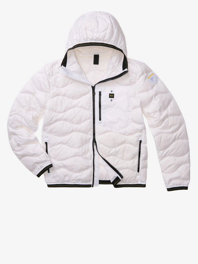 Blauer uomo piumino leggero ad onda  con cappuccio e tasca 26SBLUC03177-006719 100 Bianco