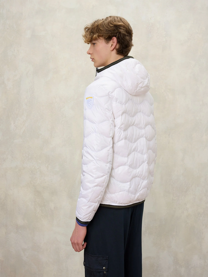 Blauer uomo piumino leggero ad onda  con cappuccio e tasca 26SBLUC03177-006719 100 Bianco