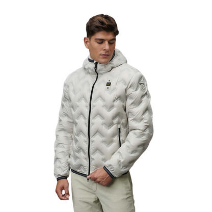 Blauer piumino con cappuccio da uomo nastrato ad angoli Pier 24WBLUC03125-006952 129 bianco