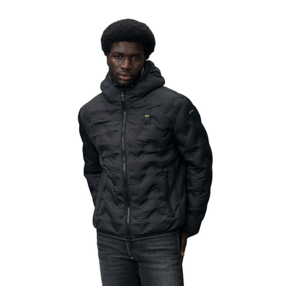 Blauer piumino con cappuccio da uomo nastrato ad angoli Pier 24WBLUC03125-006952 999 nero