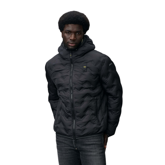 Blauer piumino con cappuccio da uomo nastrato ad angoli Pier 24WBLUC03125-006952 999 nero