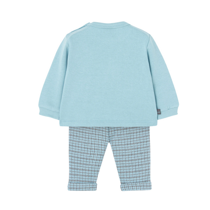 Boboli Completo di felpa e pantaloni in cotorne per neonato maschio 109156-2597 celeste
