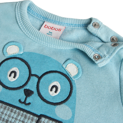 Boboli Completo di felpa e pantaloni in cotorne per neonato maschio 109156-2597 celeste