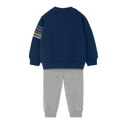 Boboli Completo in felpa per neonato maschio, felpa girocollo e pantaloni 309091-2440 blu-grigio