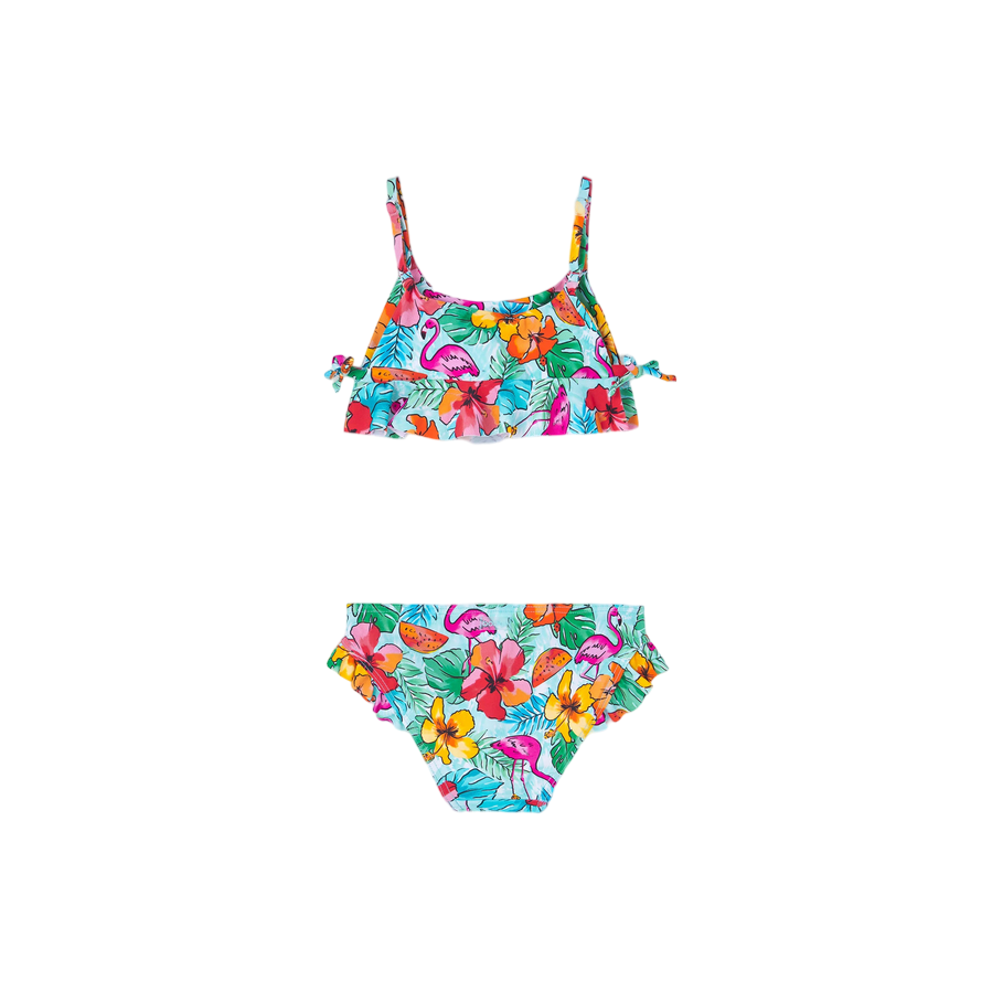 Boboli Costume da bagno Bikini stampato con volant da bambina 828312 9308 acqua marina