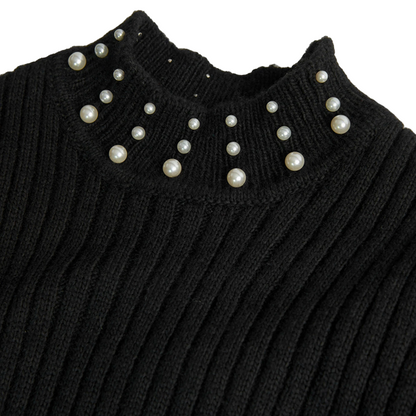 Boboli Maglione in tricot con perline per bambina 729053-890 nero