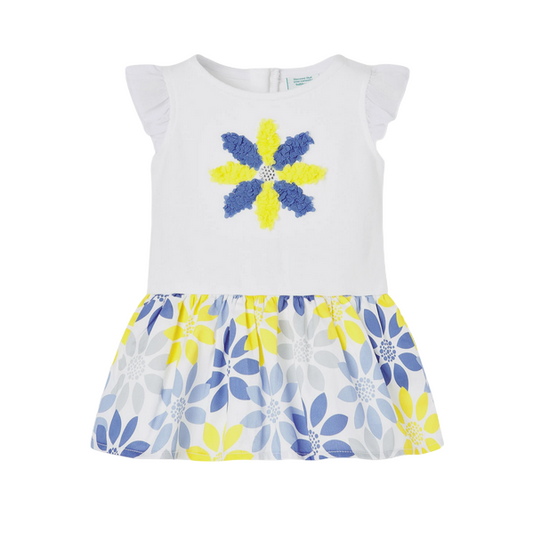 Boboli Vestito in raso combinato da neonata 708241 1100 bianco