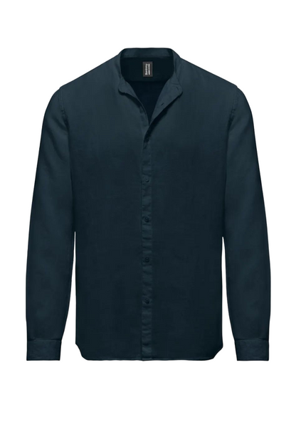 Bomboogie Camicia in lino collo coreana SM6401 T LITPN 20 navy blue