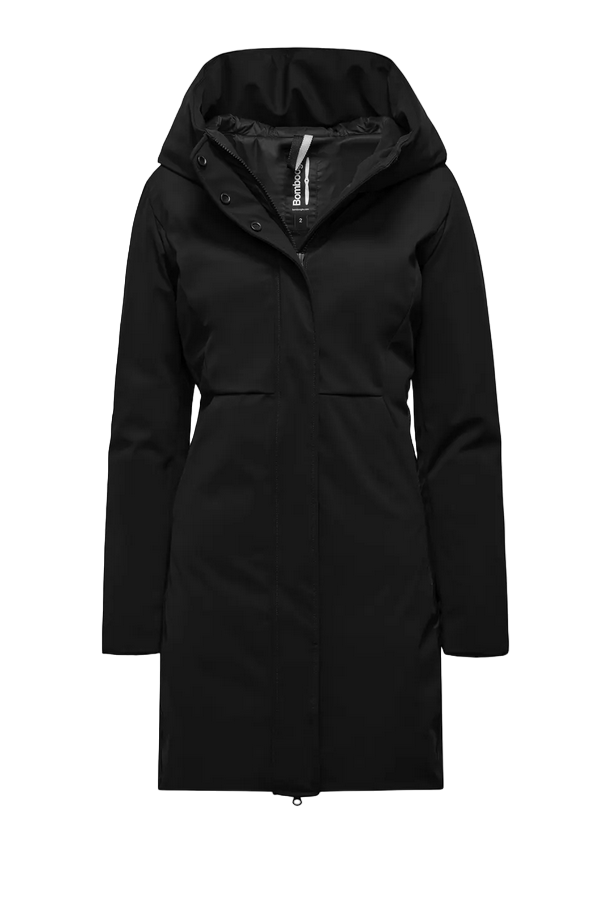 Bomboogie Women's Hooded Slim Fit Long Parka CW8084TNM3 90 Black