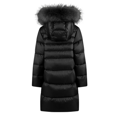 Bomboogie Piumino da ragazza con cappuccio e pelliccia colorata CG577VTDLC3 90 nero