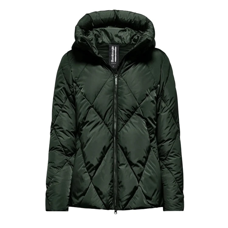 Bomboogie piumino corto da donna trapunta a rombi GW8639TTNP4 347 verde foresta