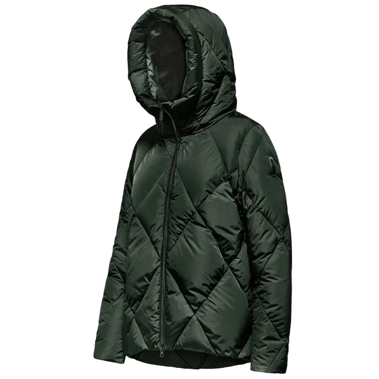 Bomboogie piumino corto da donna trapunta a rombi GW8639TTNP4 347 verde foresta