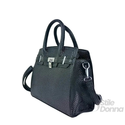 Stile Donna Bags - Borsa Elegante Nera Finiture Argento