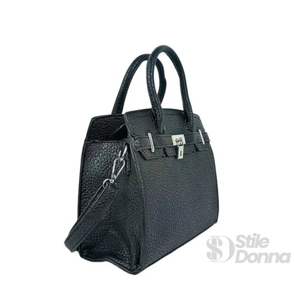 Stile Donna Bags - Borsa Elegante Nera Finiture Argento