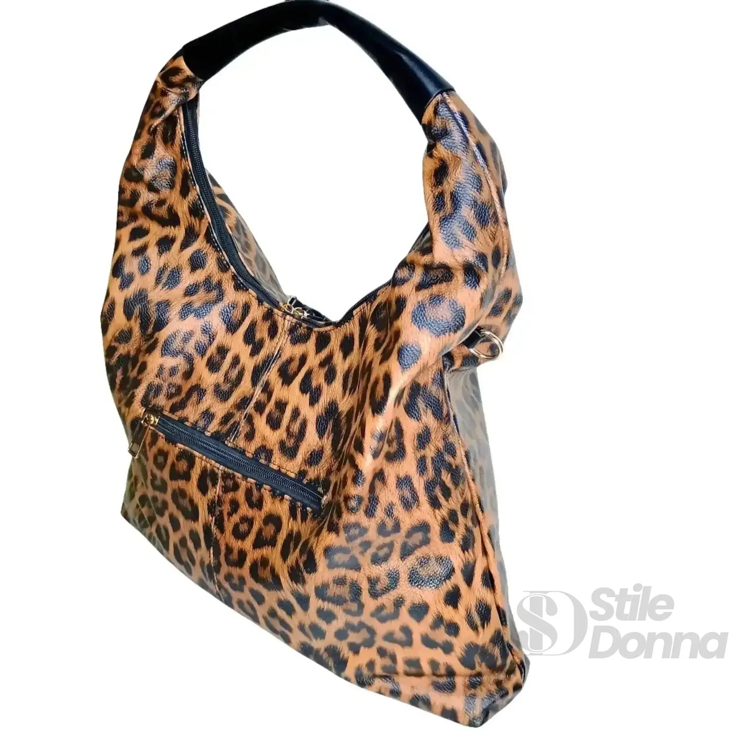 Stile Donna Bags - Borsa Hobo Leopardata in Ecopelle