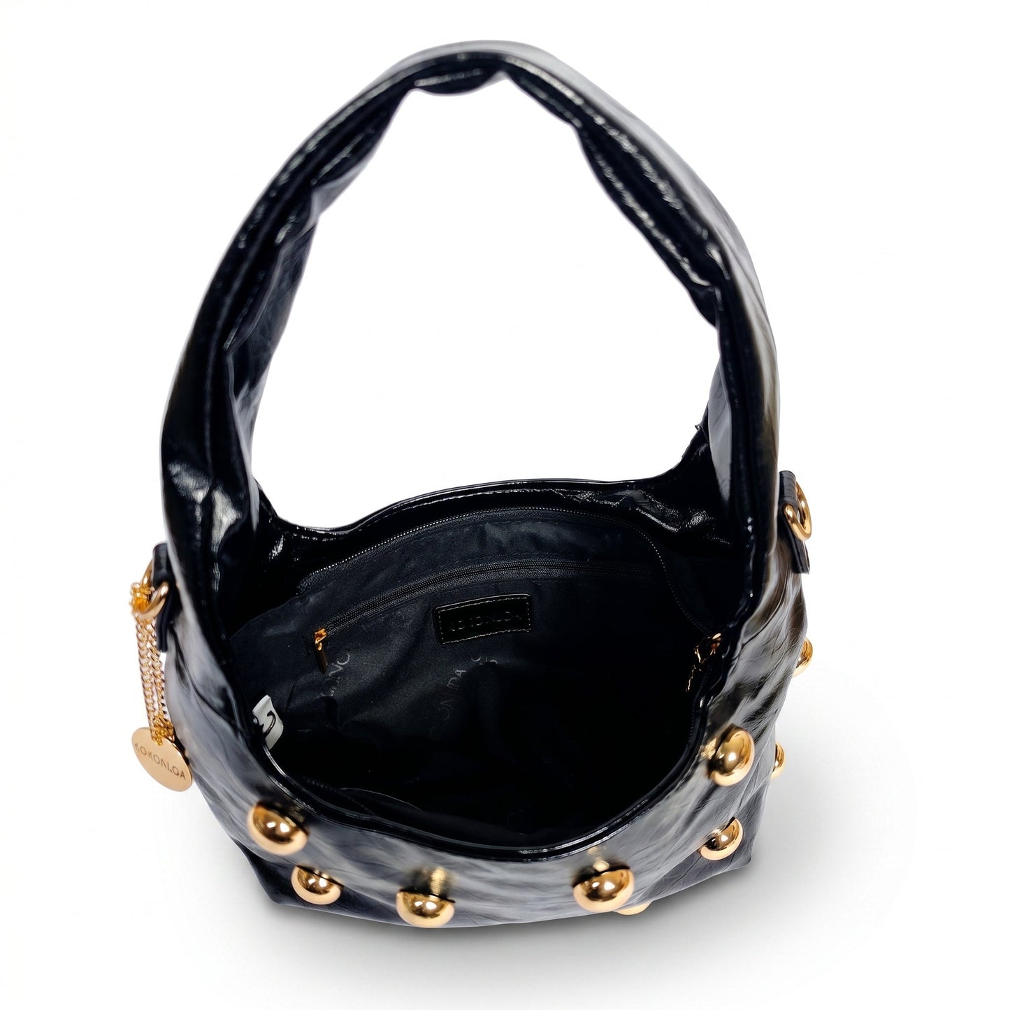 Coconuda Borsa Hobo Nera con Borchie Dorate