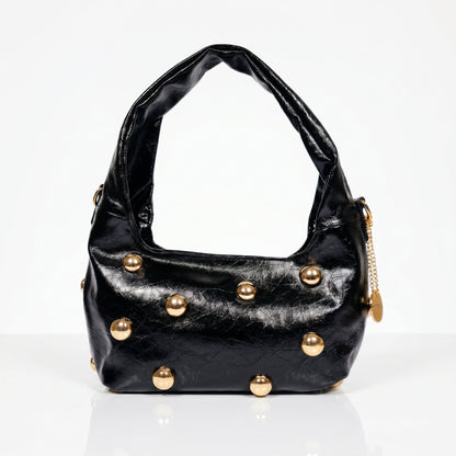 Coconuda Borsa Hobo Nera con Borchie Dorate