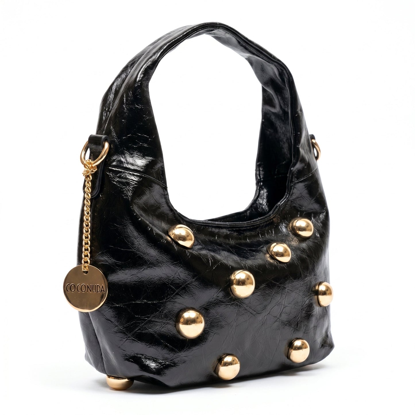 Coconuda Borsa Hobo Nera con Borchie Dorate