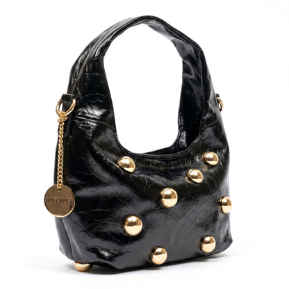 Coconuda Borsa Hobo Nera con Borchie Dorate