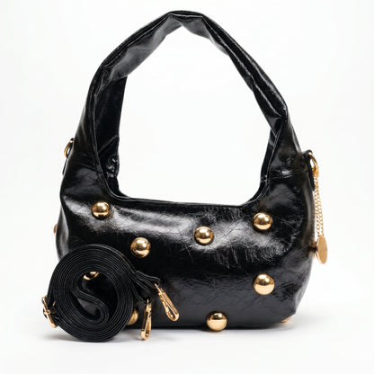 Coconuda Borsa Hobo Nera con Borchie Dorate