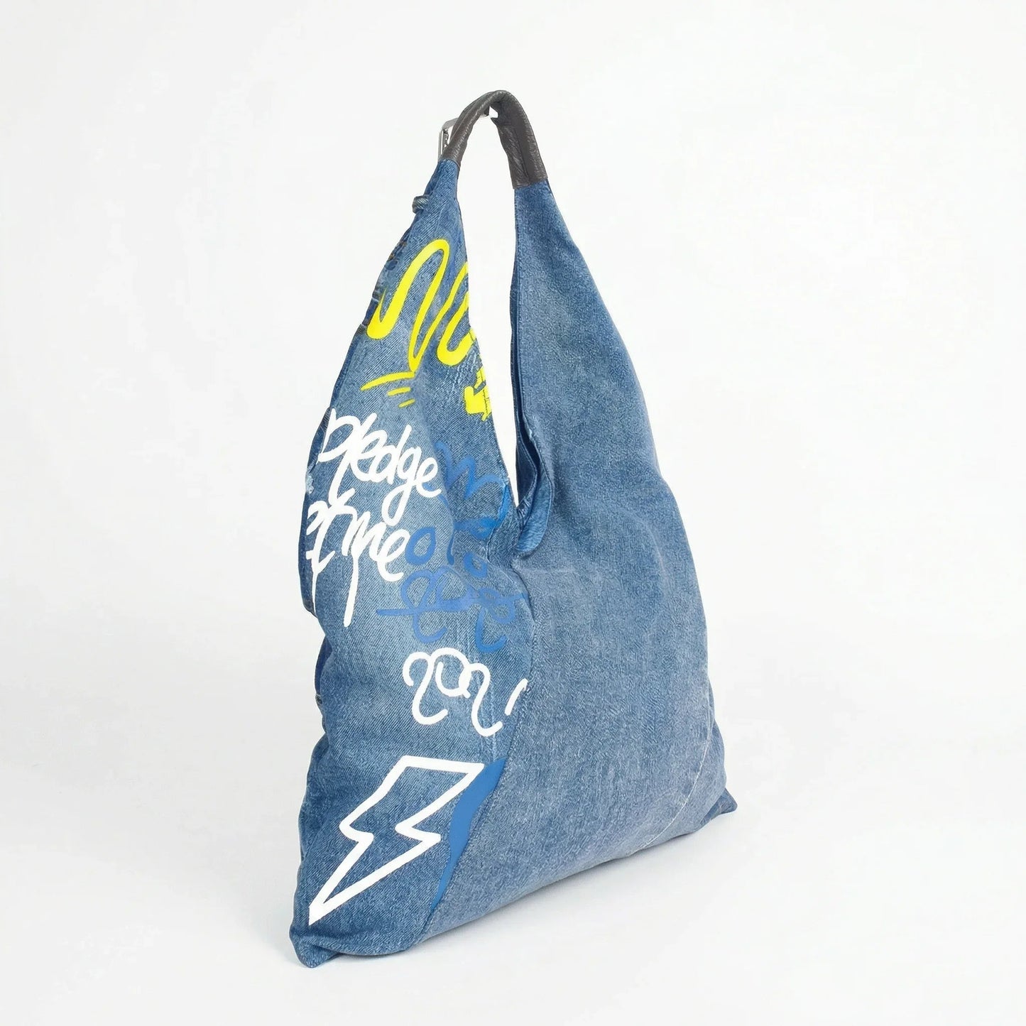 Stile Donna Bags - Borsa Hobo Tote in Denim con Stampa