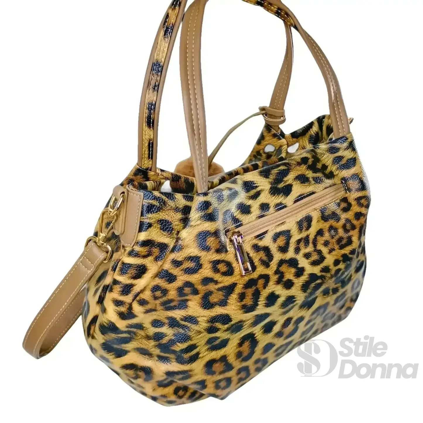 Stile Donna Bags - Borsa Leopardata Dettagli Dorati