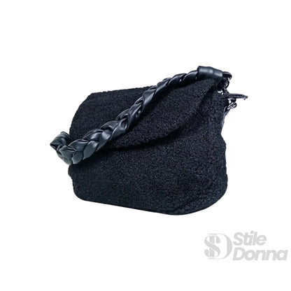 Stile Donna Bags - Borsa Nera con Manico Intrecciato